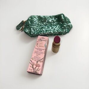 Too Faced Mini La Crème Lipstick in Mean Girls & Bag